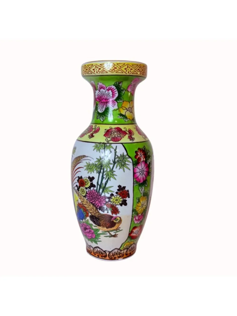 James Alex Chinoiserie Vase Asian Style Porcelain Pheasant Floral Home Decor